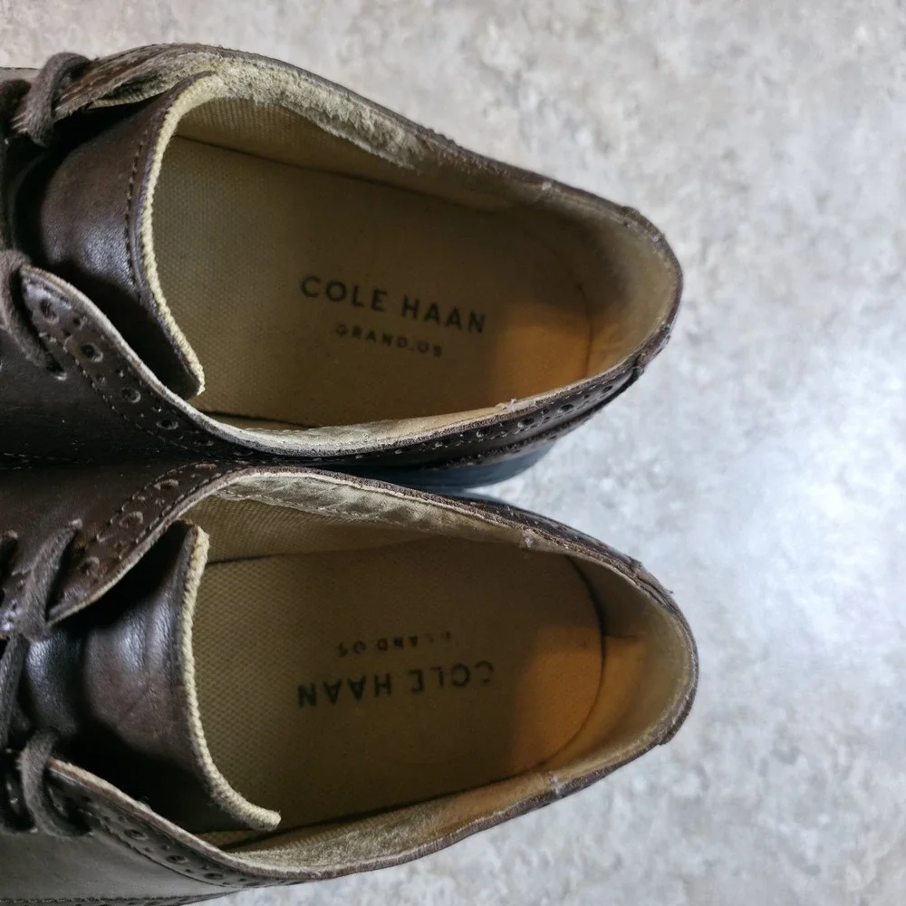 Cole Haan Grandsprint II Shoes Mens 9.5 M Brown Leather Wingtip‎ Grand OS C12697